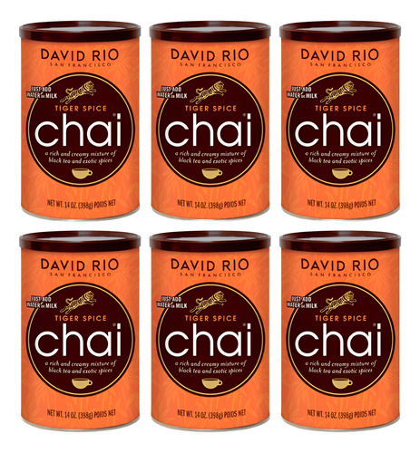 Pack X6 Tés Tiger Spice Chai David Rio 398g C/u