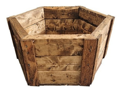 Maceta De Madera Tipo Jardinera Hexagonal