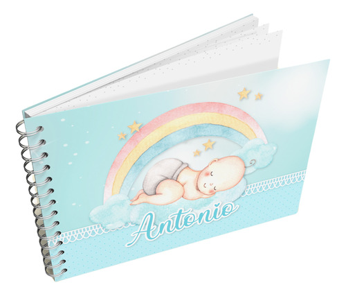 Álbum Livro Do Bebê Personalizado Com Nome Arco Íris Menino