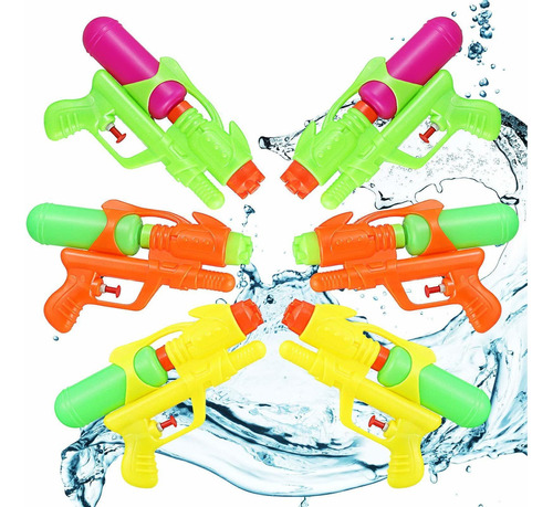 Juguete Pistola De Agua  6 Piezas De , Multicolor  De Ch Ptg