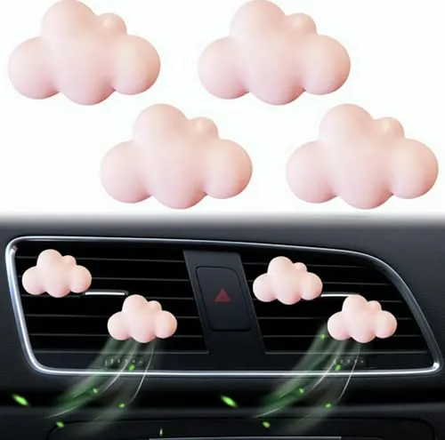 Clips De Ventilación Para Auto Con Diseño De Nube Rosa, 4 Pi