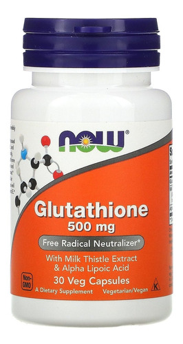 Glutationa 500mg Now Foods Glutathione 30 Veg Caps Sabor Without flavor