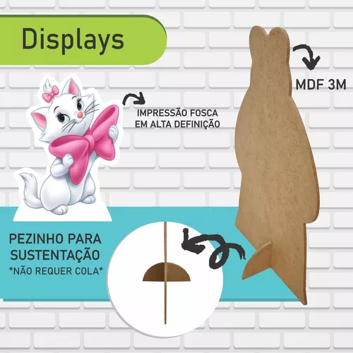 gatinha Marie kit decoração de festa infantil 4 display de 20cm