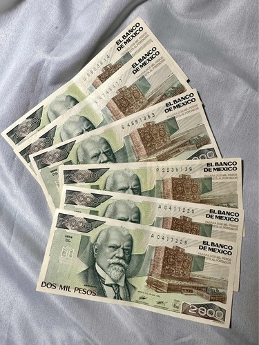 1 Billete Justo Cierra México 2000 Pesos Verde Antiguo Perfe