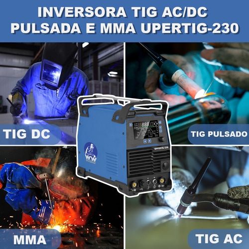 Inversora Solda Tig Mma Ac/dc Uppertig-230 Pulsada Bivolt