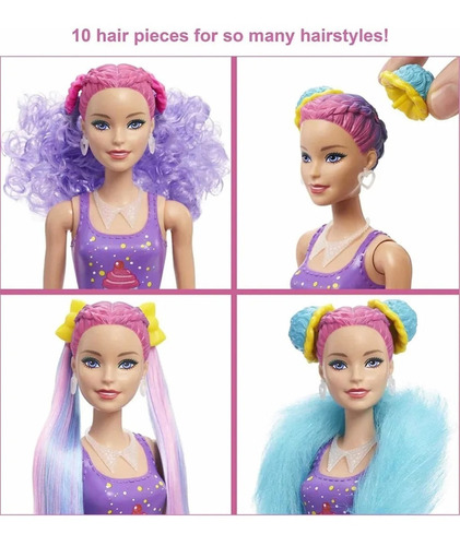 Barbie Color Reveal Glitter Fiesta Sorpresa Cabello Rosa