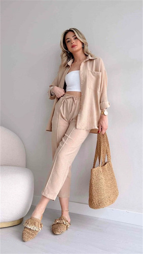 A Conjunto Piezas Con Pantalones Harén Y Camisa Informal