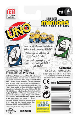 Juego De Mesa Minions The Rise Of Gru Uno Mattel