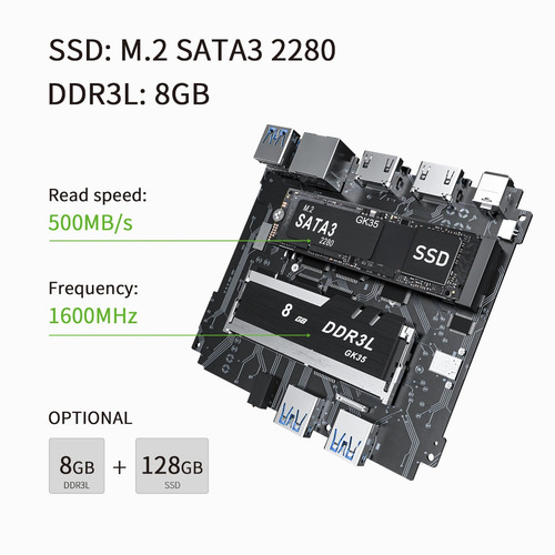 Imagem 9 de 10 de Mini Pc Beelink Gk35 Com 4gb Ram 128gb Ssd Ddr3 Rj45 Hdmi 4k