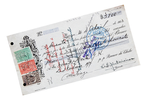 ¬¬ Billete Banco Chile Santiago Año 1933 / Letra Cambio Zp