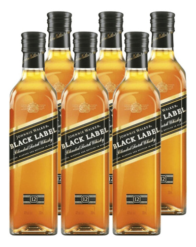 Whisky Johnnie Walker Black Label Petaca 200 Ml Pack 6