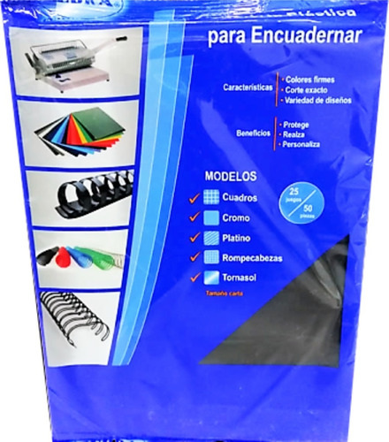 Pasta Para Engargolar Encuadernar Color Negro Paquete 50pz