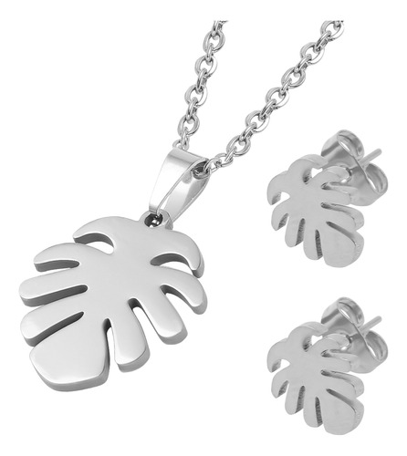 Set De 2 Collares En Forma De J Para Mujer Palm Leaf