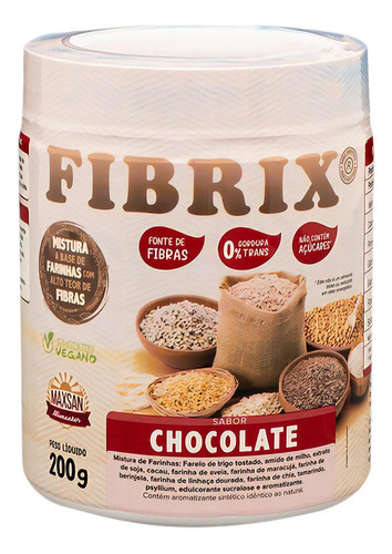 Fibrix Suplemento de Fibras Vegano 200g Sabor Chocolate