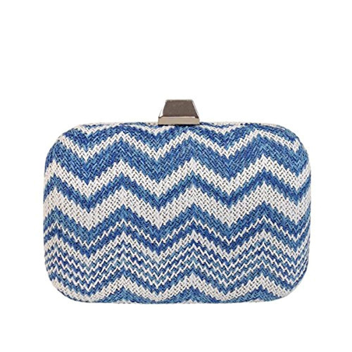 Clutch De Rafia Con Estampado Chevron