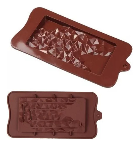 Molde Silicona Tableta Chocolate Fragment Facetada Cristal Color Marrón