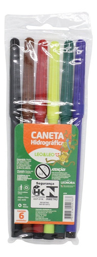 Caneta Canetinha Hidrográfica 6 Cores Escolar Lavavel