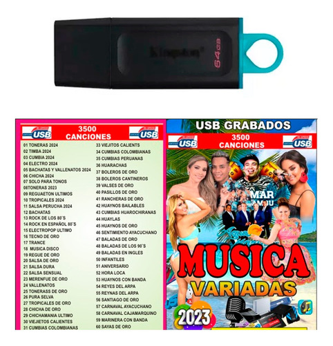 Usb 32gb Con Musica + 3500 Musica Variada Mix