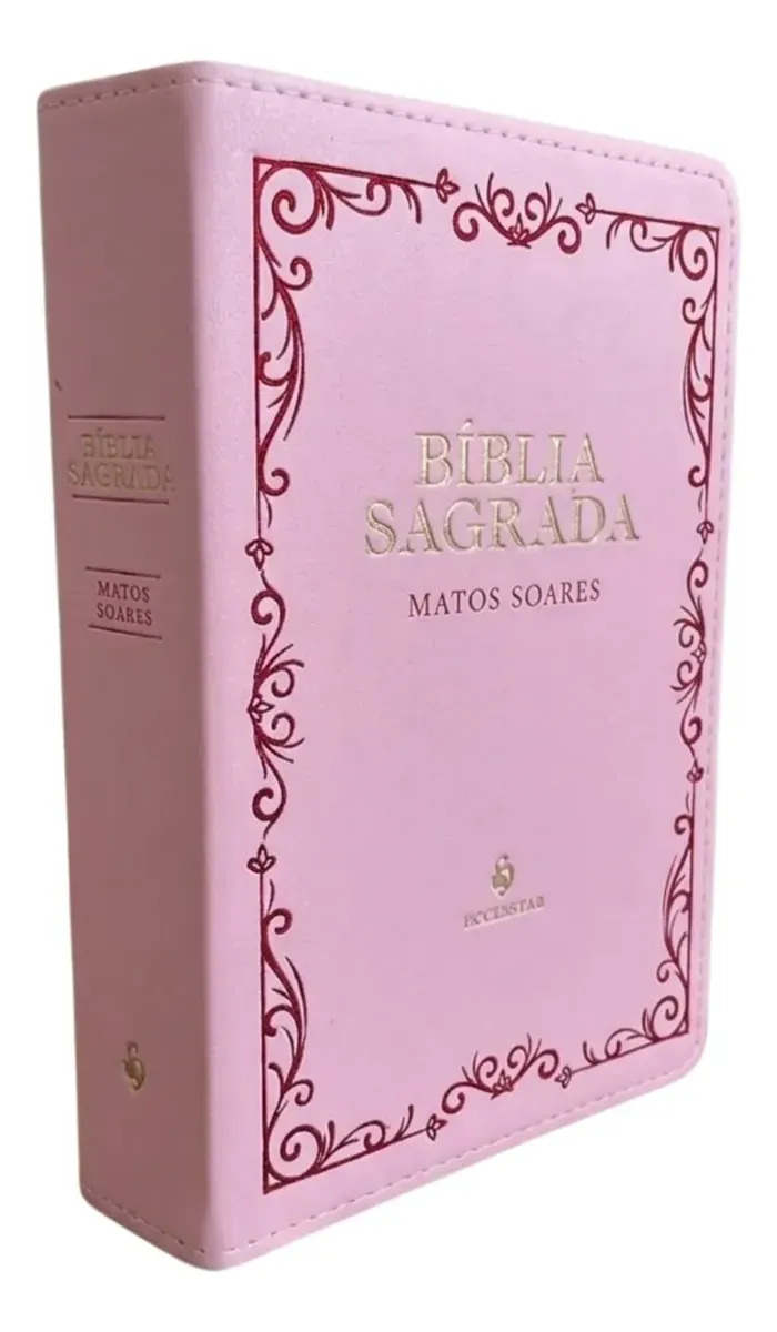 Livro Bíblia Sagrada - Capa Couro Rosa