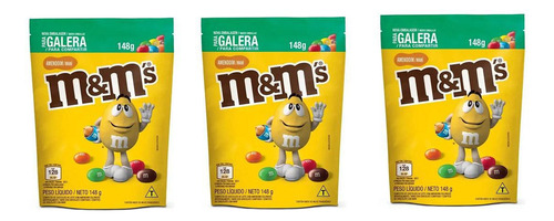 Kit 3 Sachês M&m's Chocolate Ao Leite Com Amendoim 148g Mars