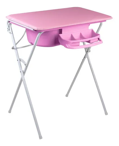 Banheira Luxo Com Suporte Trocador Saboneteira Baby Hércules Cor Rosa