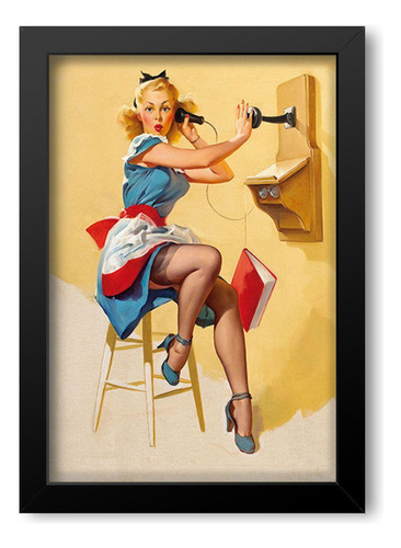 Quadro Decorativo Pin Up Telefone Mdf 30x45cm