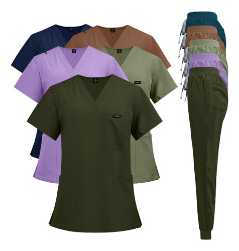 Bárbara Pijama Quirúrgica Corte Recto Con Bolsas Uniforme
