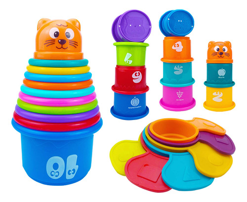 Juego De 17 Tazas De Anidacin Y Apilamiento Multicolor, Jugu