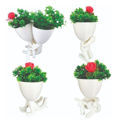 Set De 4 Macetitas Robert Plant Chicas Minimalista Baño Mesa