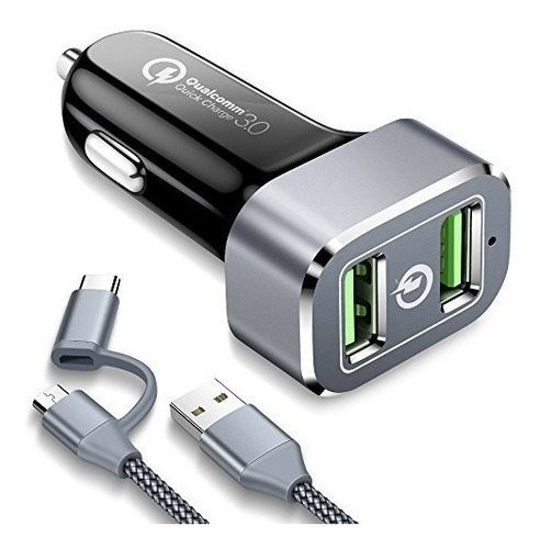 Cargador Para Automóvil, Powerman Quick Charge 3.0 36w Adapt