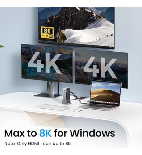 Displaylink Docking Station 3 Monitores Con Adaptador De Cor