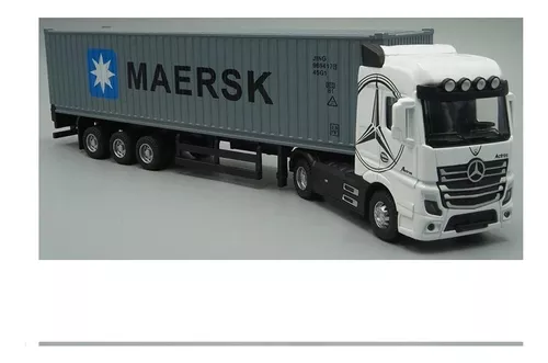 Miniatura Carreta Mercedes Benz Container Escala 1:50 Maersk