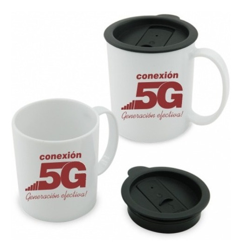 Mugs Con Tapa Pequeño Con El Logo De Tu Empresa Pack X 60u