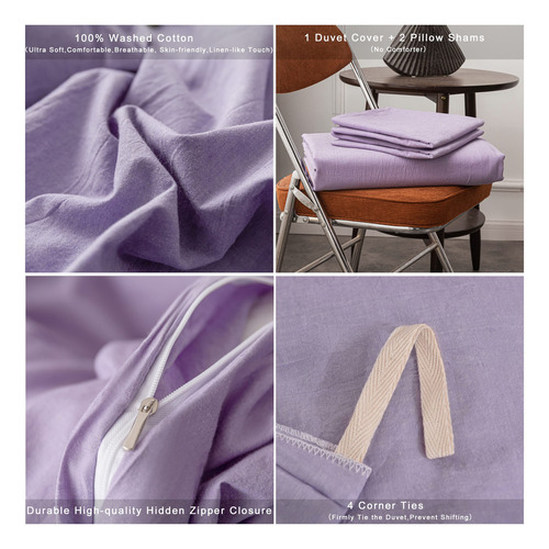 Juego De Funda De Edredón De Algodón -morado