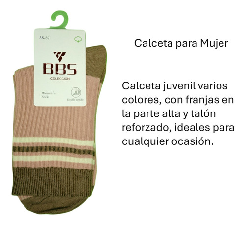Calcetas Para Mujer Varios Colores 12 Pares Algodón Unitalla