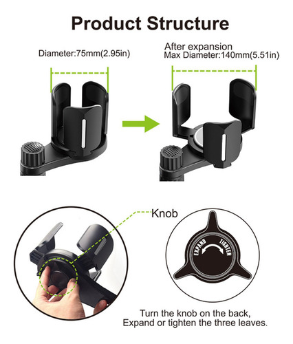 Expansor De Portavasos Para Coche Con Soporte Para Teléfono