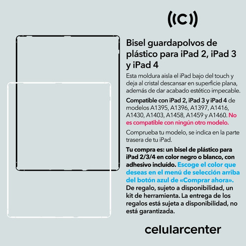 Imagen 2 de 4 de Marco Bisel Para iPad 2 3 4 Guarda Polvo + Kit Herramienta