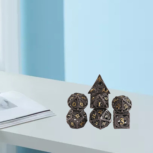 / Juego De Dados De Metal Hueco De 7 Piezas Dnd Con Estuche