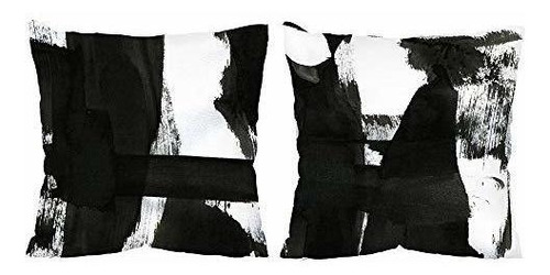 Throw Pillow Covers Set Black And White Abstract Farmho...