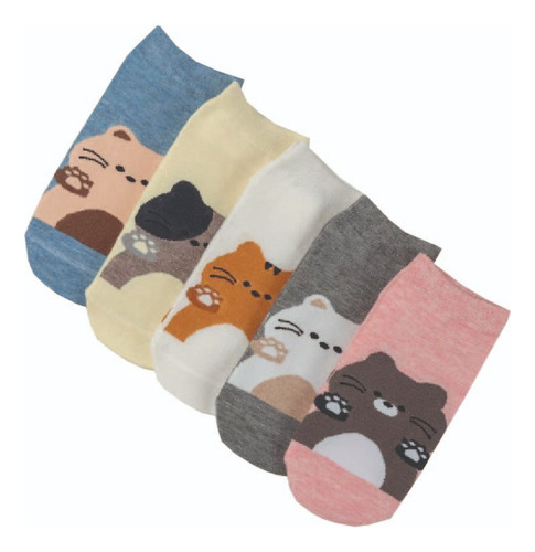 Medias Soquetes Gatitos Patitas Huellitas Kawaii