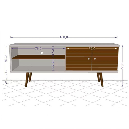 Rack Tv 70 Onix Blanco Rustico