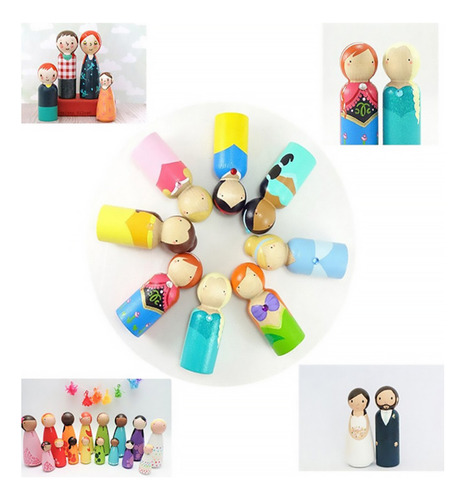 55 Títeres Infantiles Pintados A Mano, Muñecas De Madera Diy