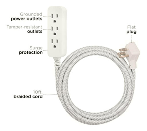 Cordinate 37914 3-outlet Extension Cord Gray