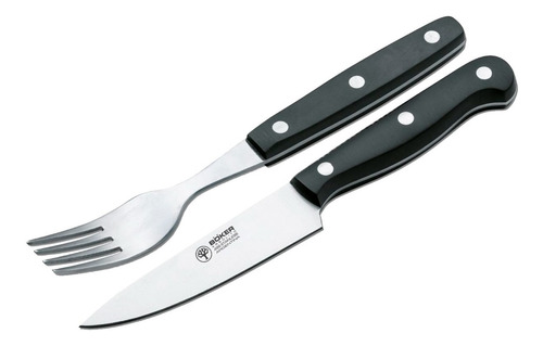 Set Cuchillo Y Tenedor Asado Boker Arbolito Inox Hoja 12,5cm