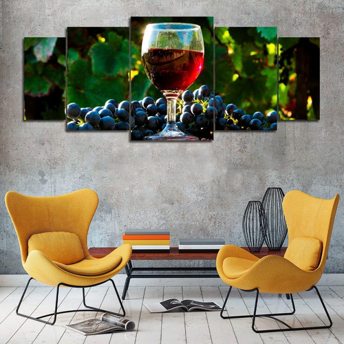 Cuadros Tripticos Modernos Vinos, Bodegas Y Uvas (140x60cm)