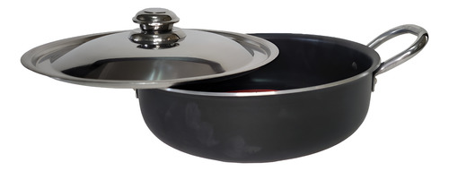 Paellera 32 Cms Antiadherente C/tapa Acero Y Asas Anabea