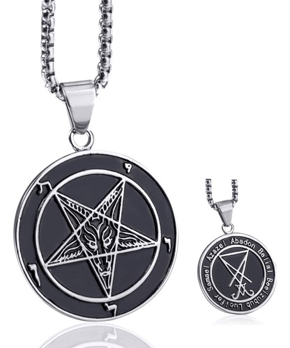 Elfasio Collar De Cabra Baphomet Con Pentagrama Invertido Pa