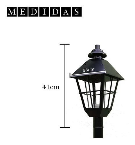 Imagen 3 de 6 de Adorno Jardin Farol Exterior Con Poste 2,5 Mts Incluido 830