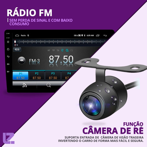 Multimídia Android 13 9 2din 2gb 32gb Câmera Carplay