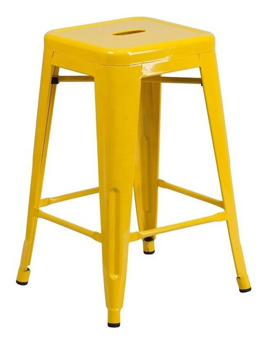 Banqueta Tolix Iron Design Industrial Metal 76cm, 1 Unidade Cor Amarelo